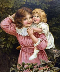 Dos hermanas en el jardín
